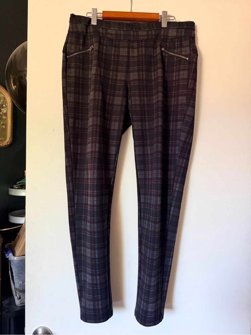 Maurices Dark Gray Plaid Slim Chinos